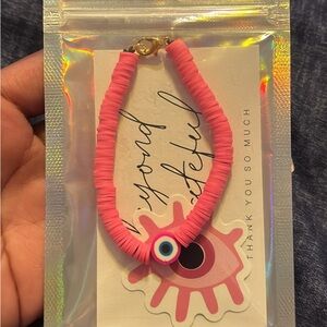 Pink evil eye bracelet